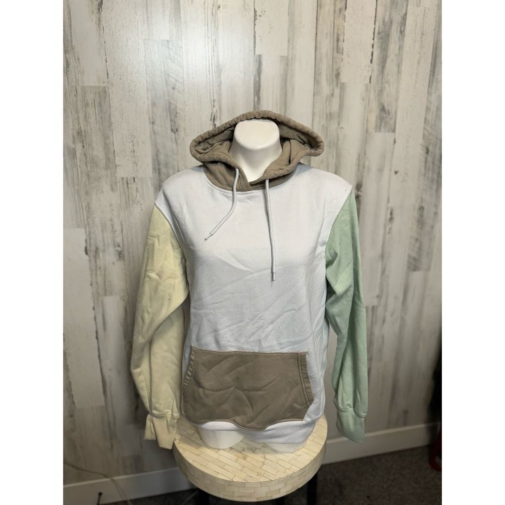 Refuge Athletics Colorblock Oversized Hoodie Sweatshirt Womens Small Pastel Taup